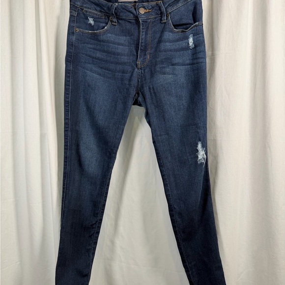 Just USA Navy Distressed Skinny Jeans - Picture 1 of 2